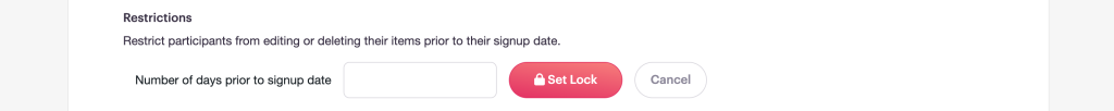 restrict signup feature in event settings for PlanHero